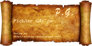 Pichler Géza névjegykártya